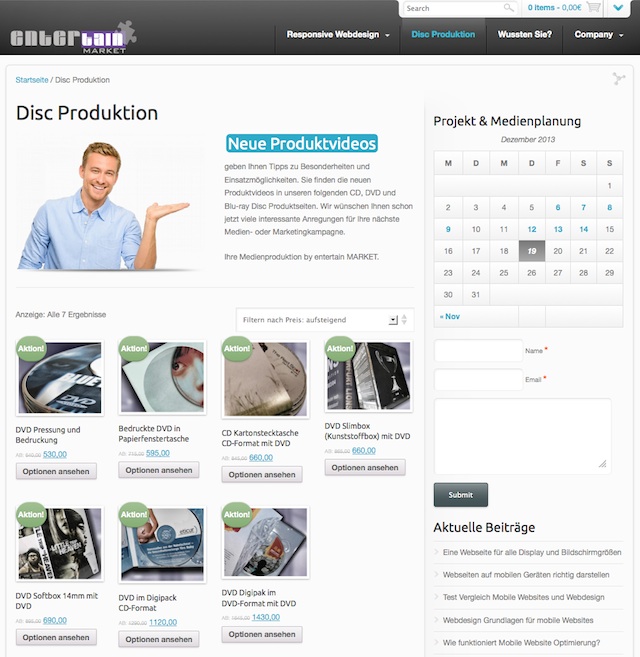 Responsive Webdesign Beispiele - Online-Shop